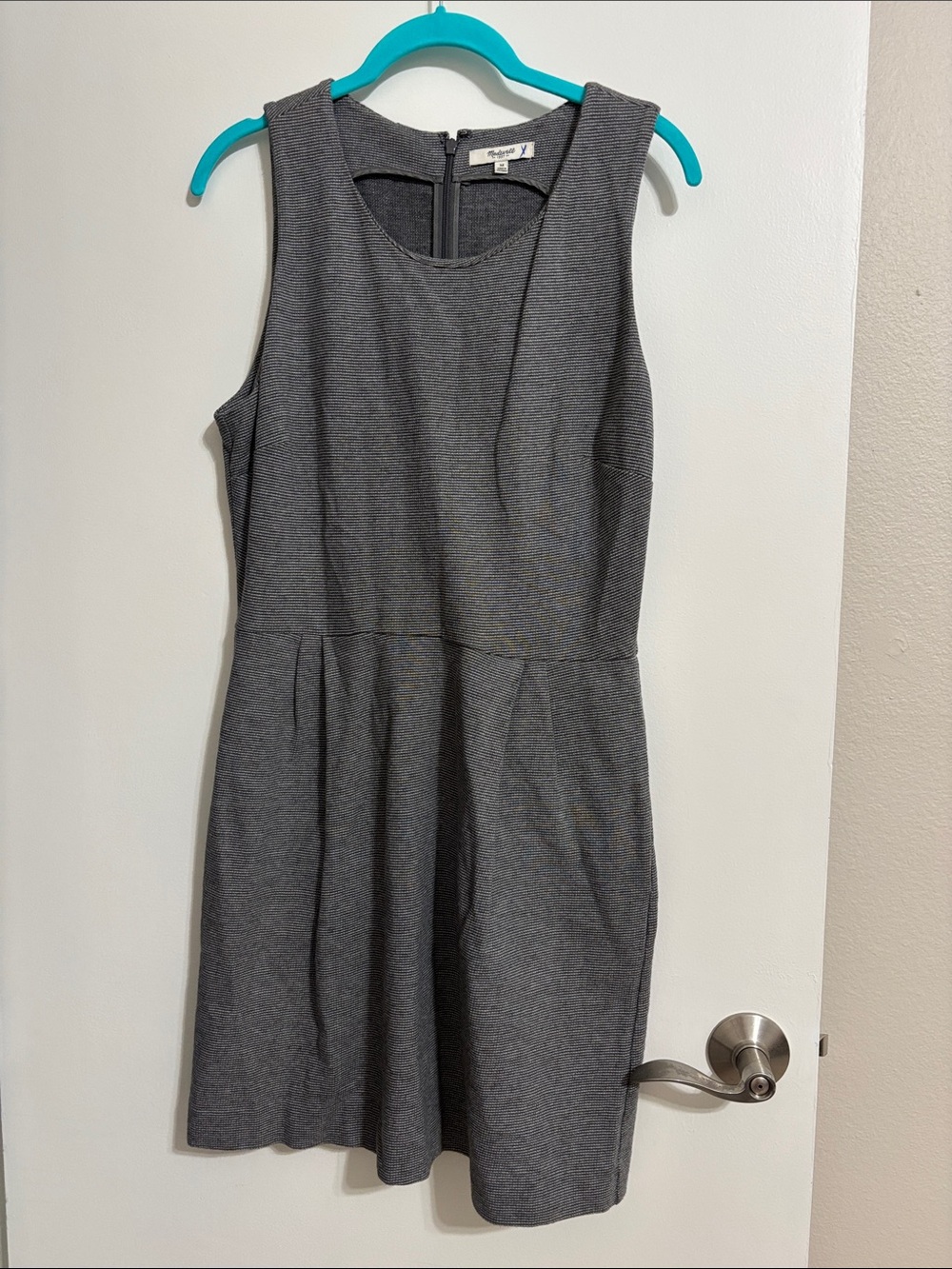 Madewell Gray Crewneck Sleeveless Dress with Pockets